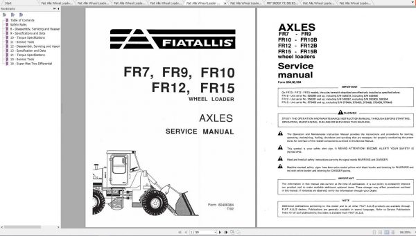 Fiat Allis Wheel Loader FR7 Service Manual 2
