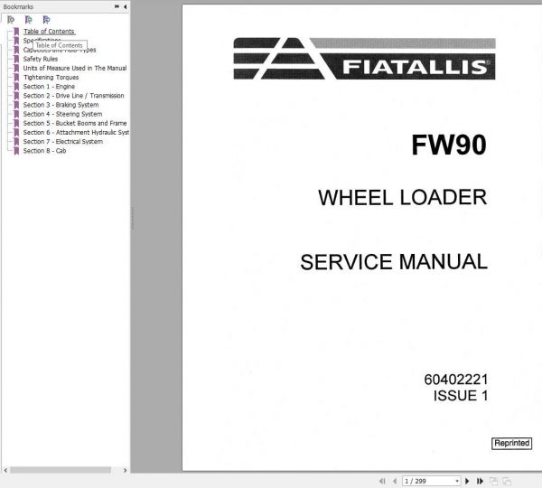 Fiat Allis Wheel Loader FW90 Service Manual 1
