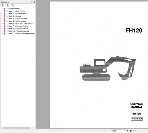 Fiat FH120 Hydraulic Excavator Service Manual73158518 1