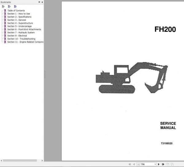 Fiat FH200 Hydraulic Excavator Service Manual73158520 1