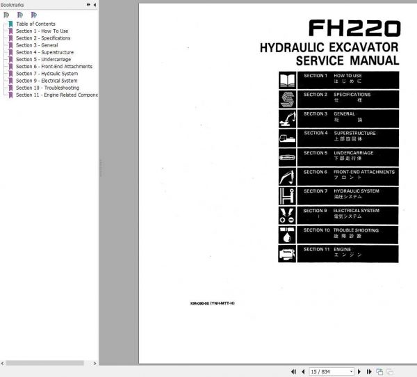 Fiat FH220 Hydraulic Excavator Service Manual73158522 2