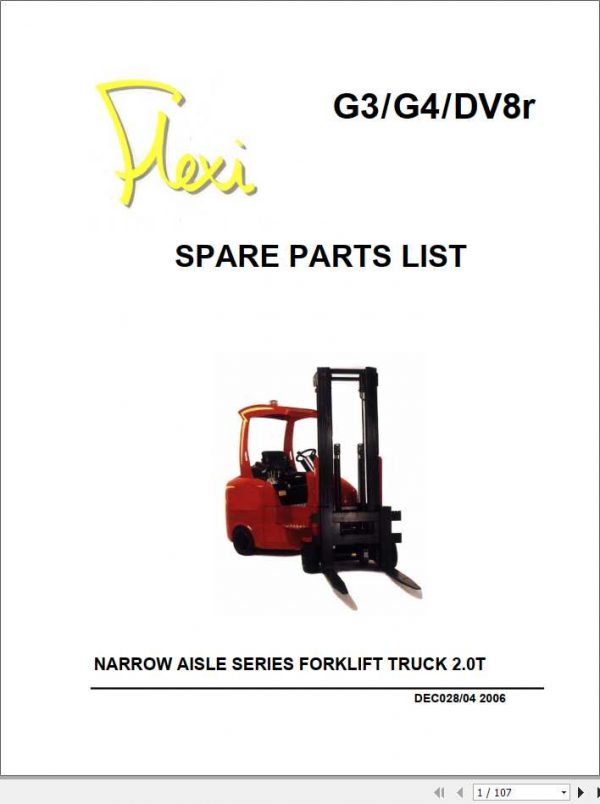Flexi Forklift G3 G4 DV8r Spare Parts List 1