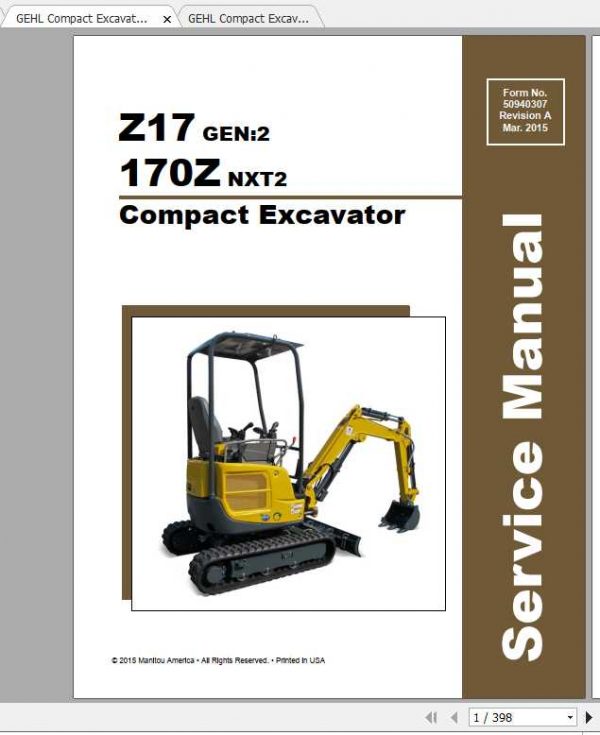 GEHL Compact Excavator 170ZZ17 Service Manual 4