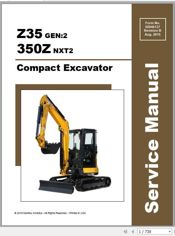 GEHL Compact Excavator 350ZZ35GEN NXT2 Service Manual50940137 RevA 1