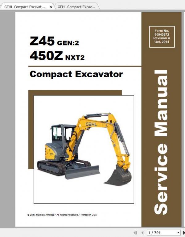 GEHL Compact Excavator 450ZZ45 Service Manual 1