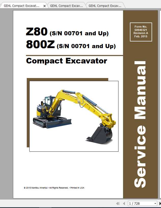 GEHL Compact Excavator 800ZZ80 Service Manual 2 1