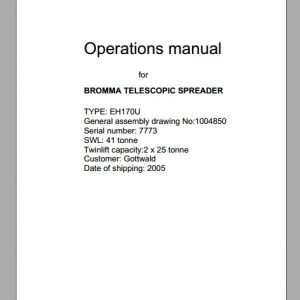 Gotttwald Bromma Telescopic Spreader EH170U Operator ManualEN 1