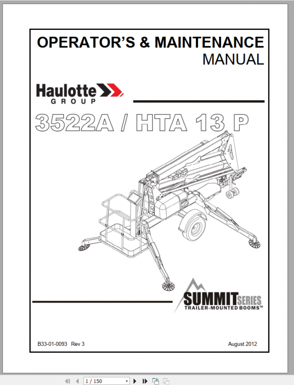 Haulotte 3522A HTA 13 P Maintenance Book