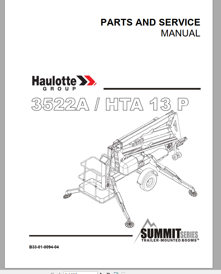 Haulotte 3522A HTA 13 P Part Service Manual