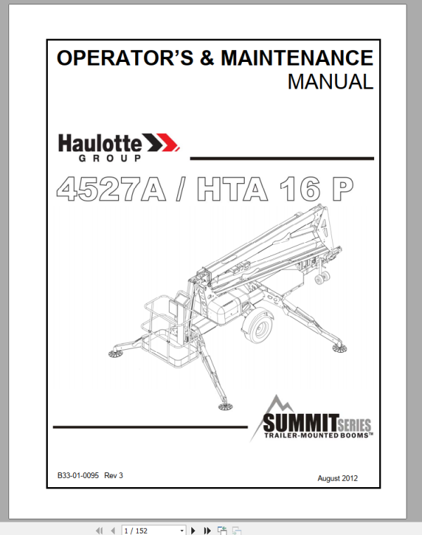 Haulotte 4527A HTA 16P Operator Maintenance Manual