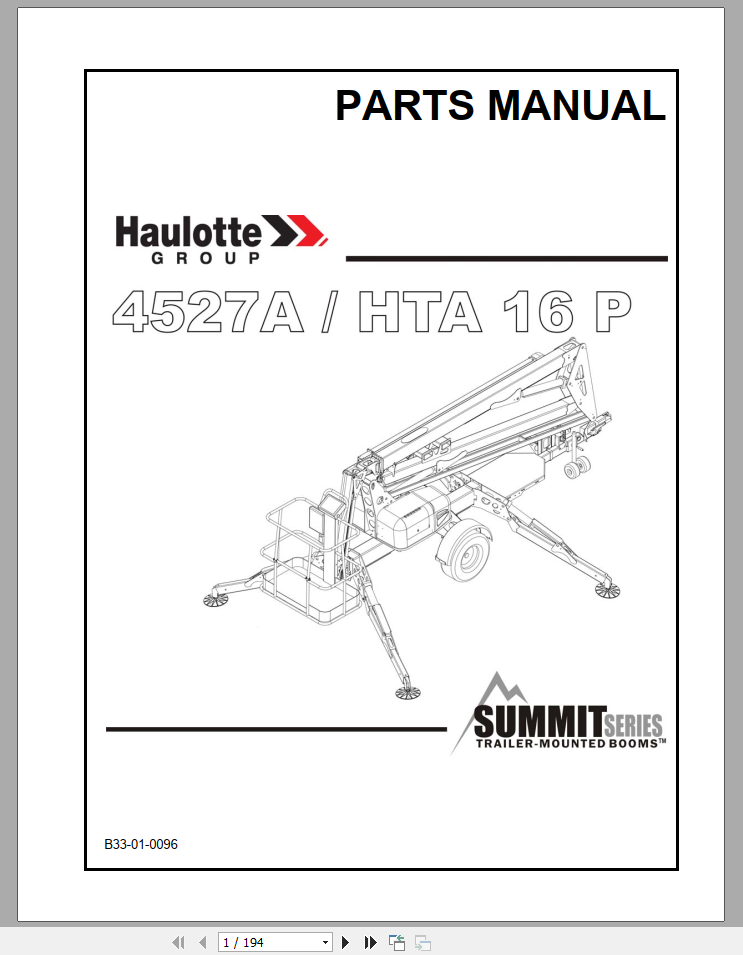 Haulotte 4527A HTA 16P Part Manual