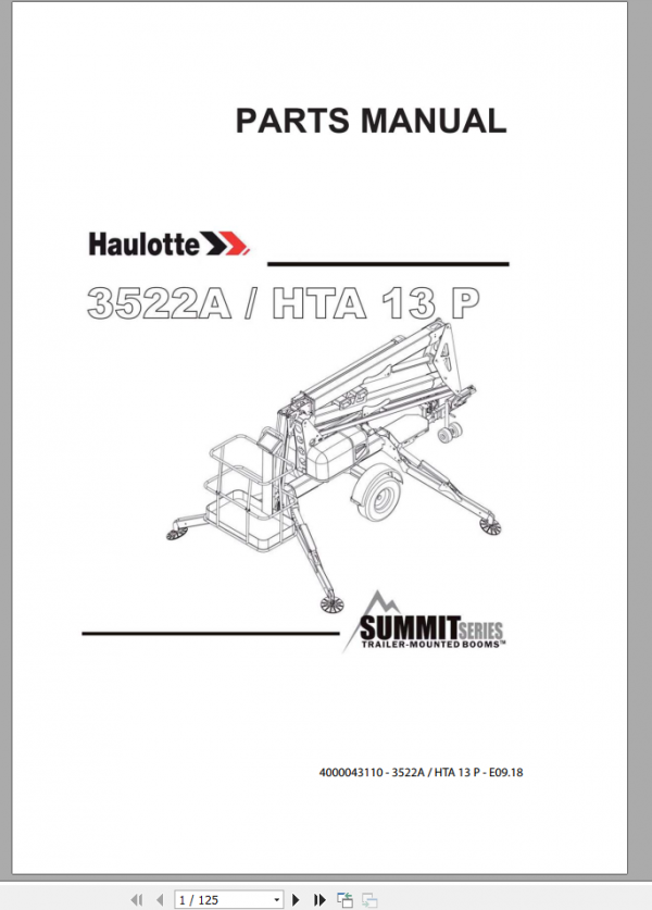 Haulotte Boom Personnel Lift 3522A HTA 13 P Part Manual