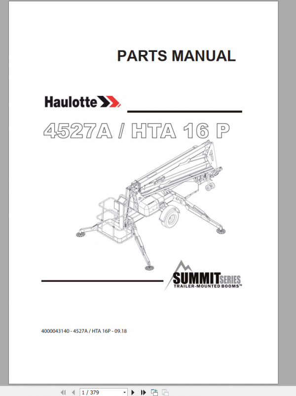 Haulotte Boom Personnel Lift 4527A HTA 16 P 0918 Part Manual 1imEvR