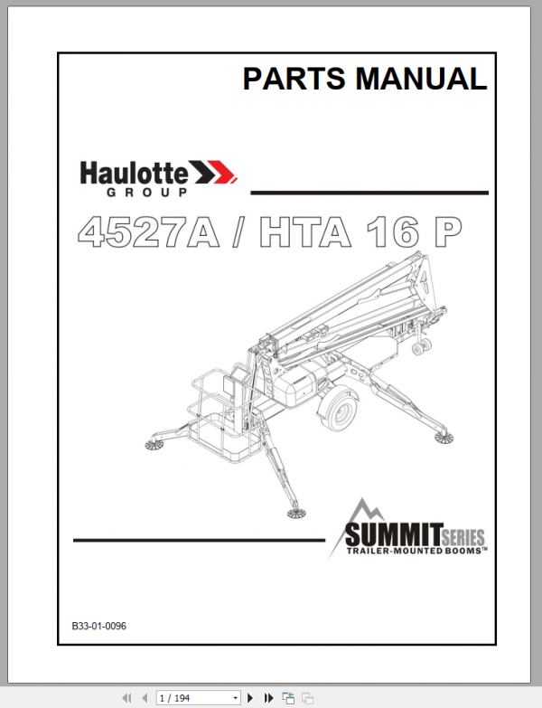 Haulotte Boom Personnel Lift 4527 Part Service Manual