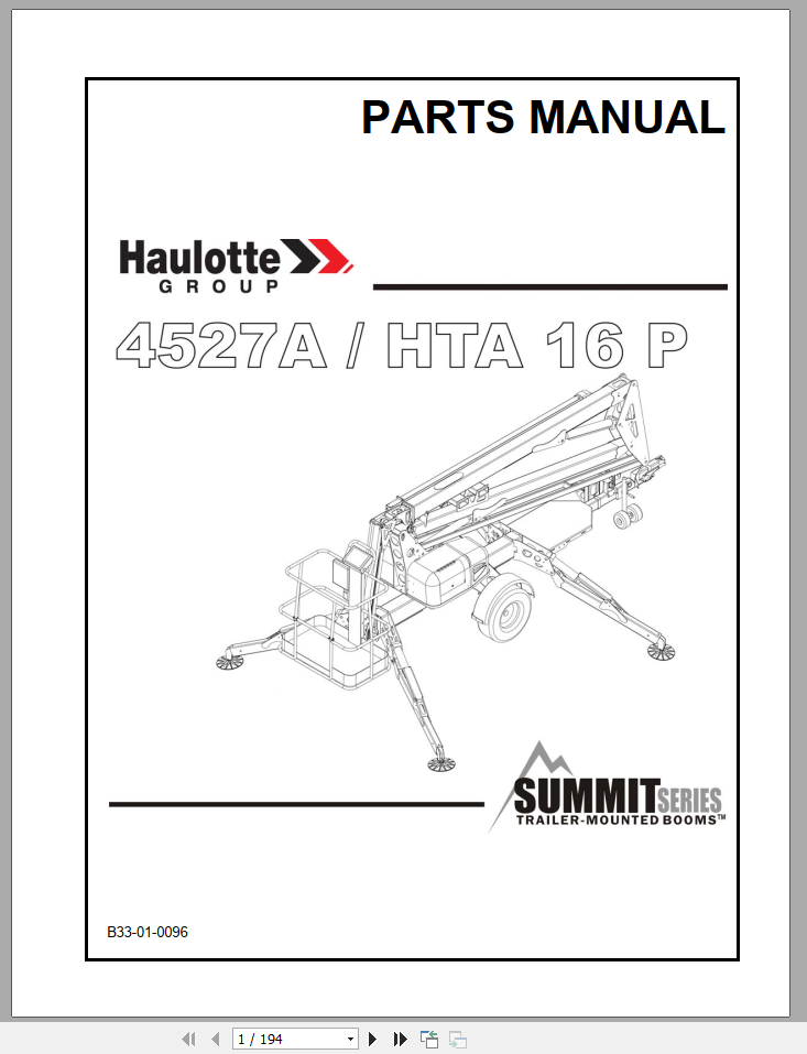 Haulotte Boom Personnel Lift 4527 Part Service Manual