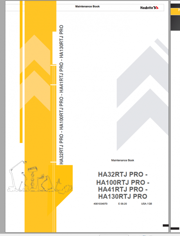 Haulotte HA32RTJ PRO HA100RTJ PRO HA41RTJ PRO HA130RTJ PRO Maintenance Book
