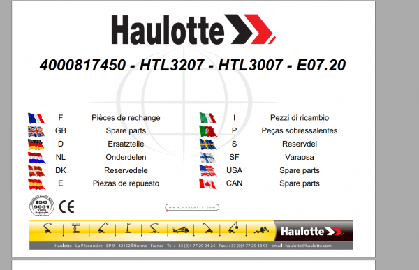 Haulotte HTL3207   HTL3007   E0720 Part Manual 1
