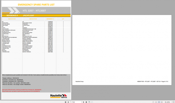 Haulotte HTL3207   HTL3007   E0720 Part Manual 2