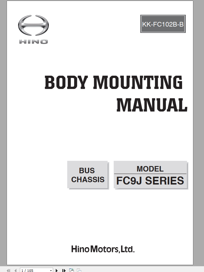 Hino Bus FC9J Series Body Mounting Manual