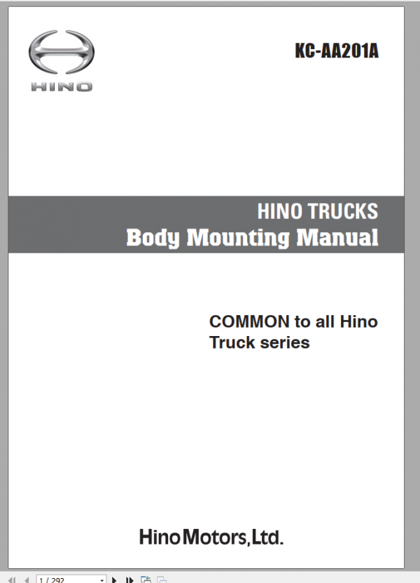 Hino Truck Common All Series Body Mounting Manual