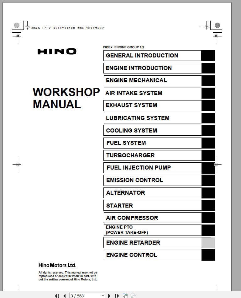 Hino Truck J08E TI Engine Workshop Manual