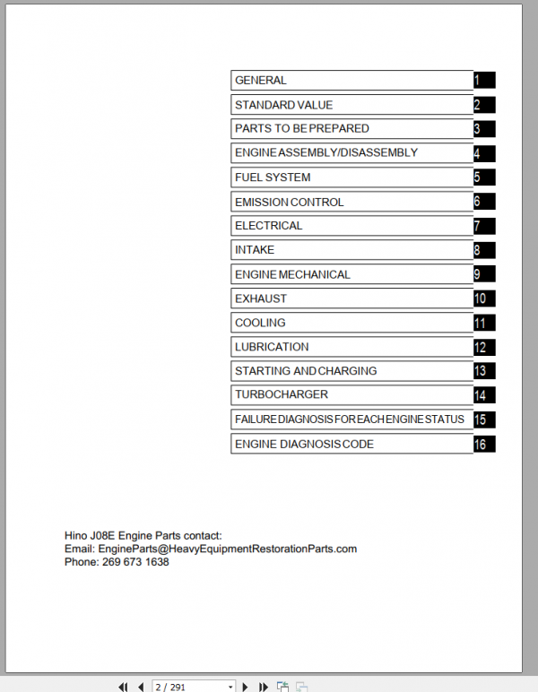 Hino Truck J08E Diesel Engine Workshop Manual 2