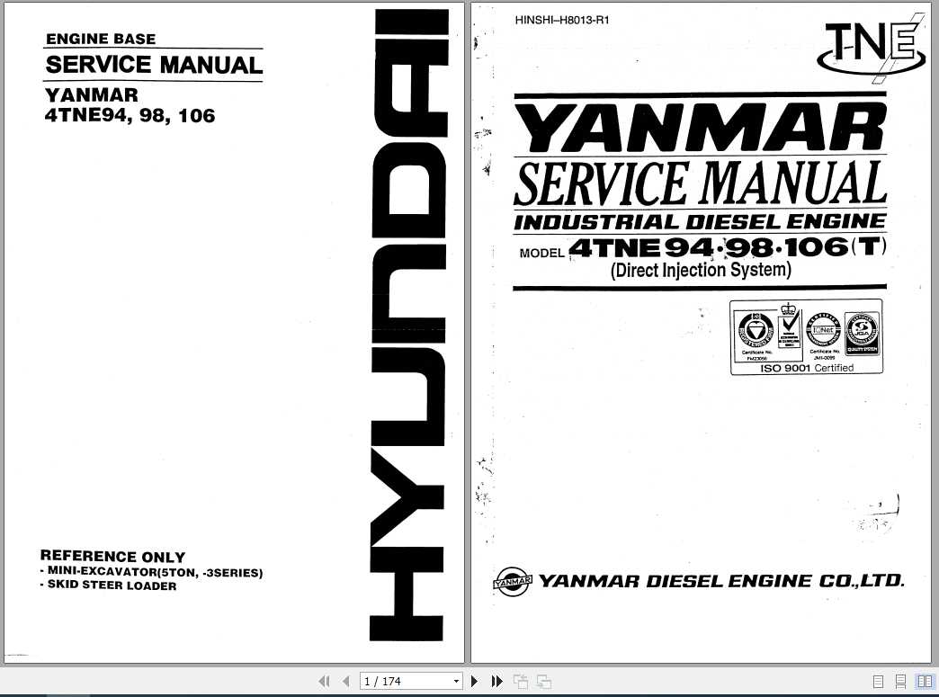 Huyndai Yanmar Engine 4TNE9498106 Service Manual 1
