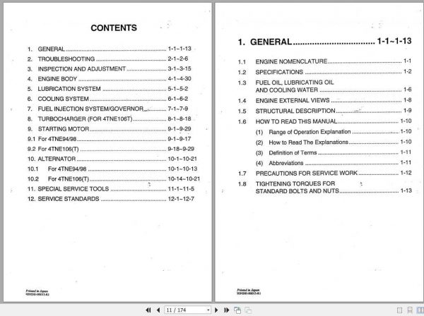 Huyndai Yanmar Engine 4TNE9498106 Service Manual 2