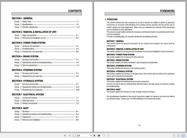 Hyundai Forklift 15BR 9E Service Manual 1