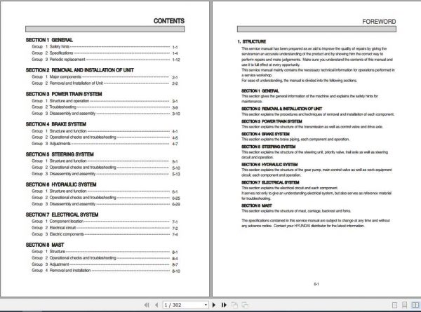 Hyundai Forklift 15BT 9 18BT 9 20BT 9 Service Manual 2