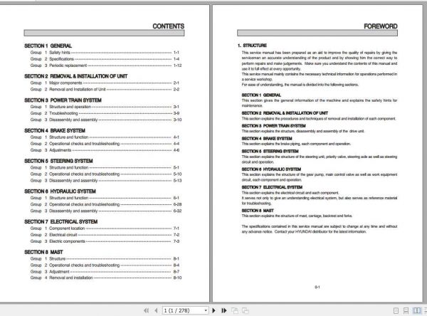 Hyundai Forklift 16B 9F 18B 9F 20B 9F Service Manual 3