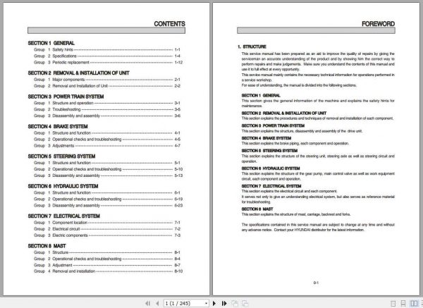 Hyundai Forklift 22B 9F 25B 9F 30B 9F Service Manual 2