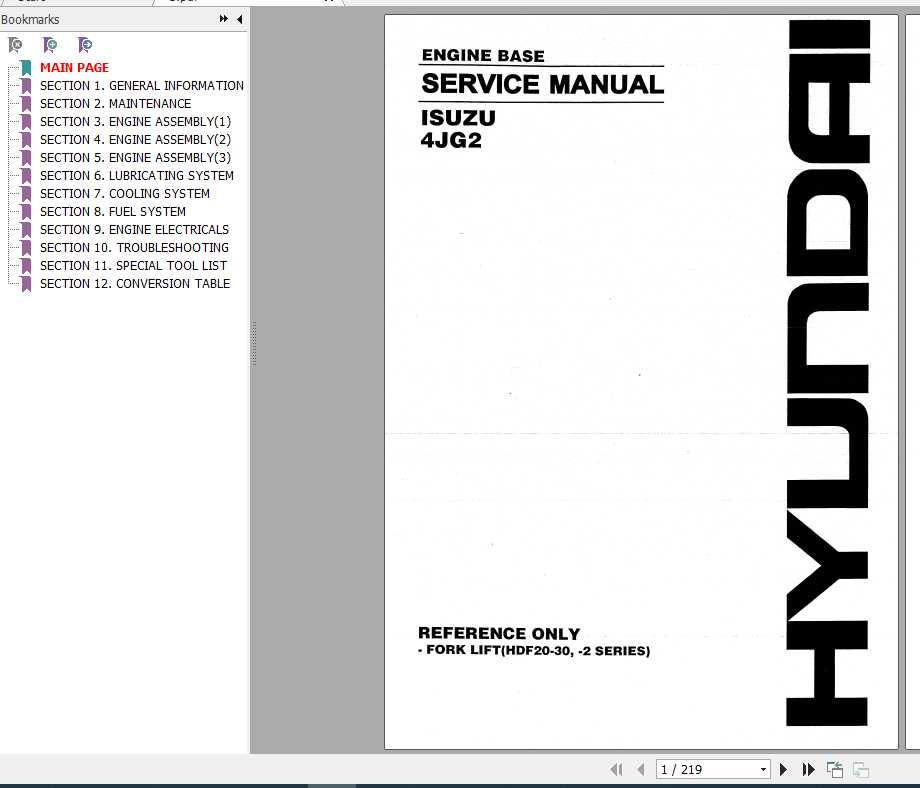 Hyundai Forklift Isuzu 4JG2 Engine Service Manual 1