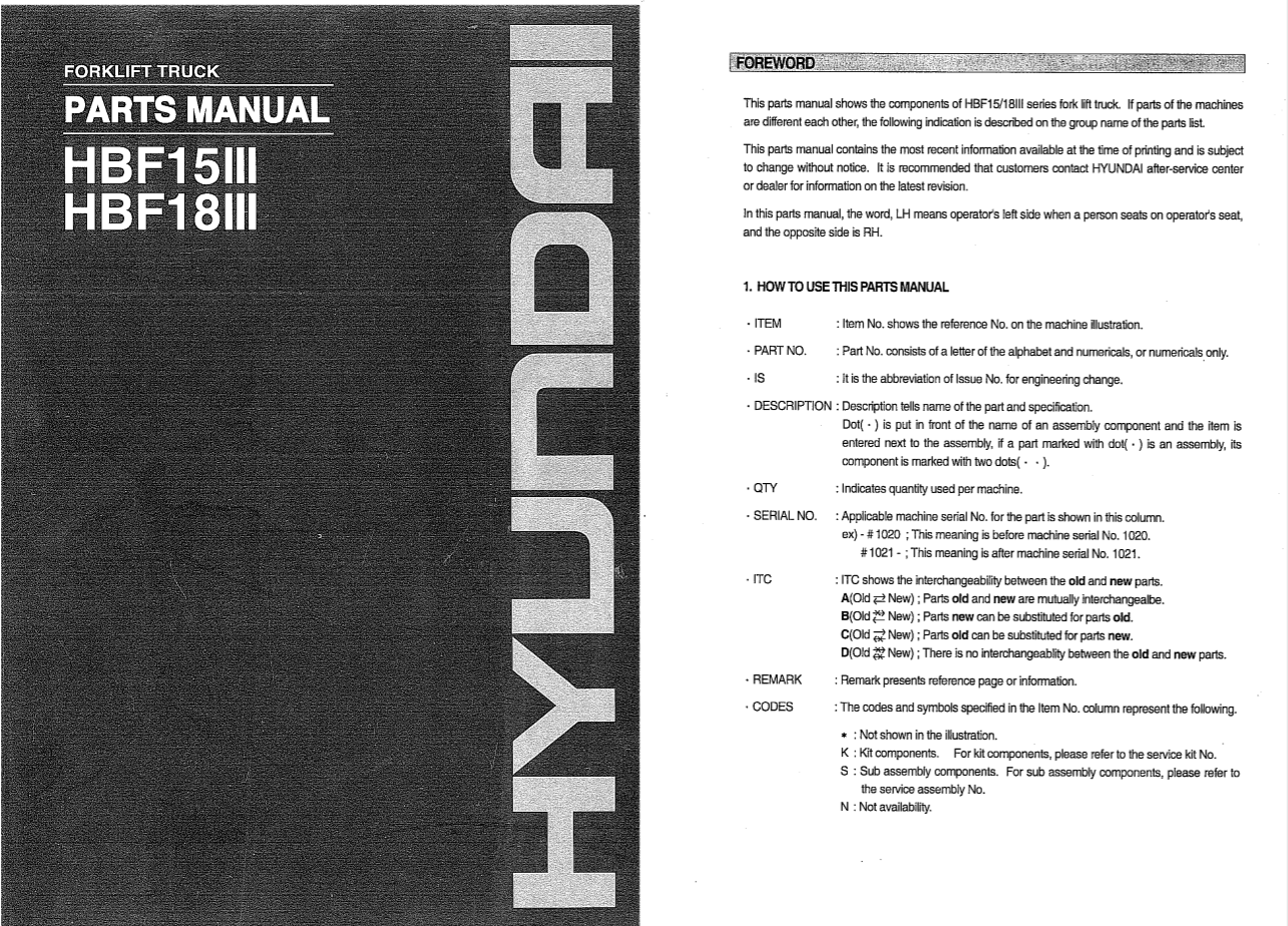 Hyundai Forklift Truck HBF15III 18III Parts ManualENKO 2