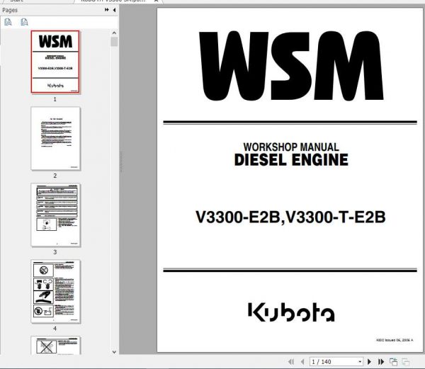 Hyundai Kubota V3300 Engine Service Manual 1