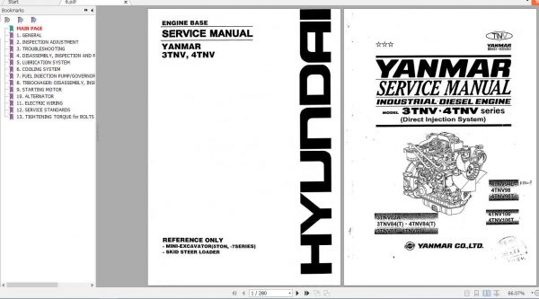 Hyundai Yanmar 3TNV 4TNV Engine Service Manual 1