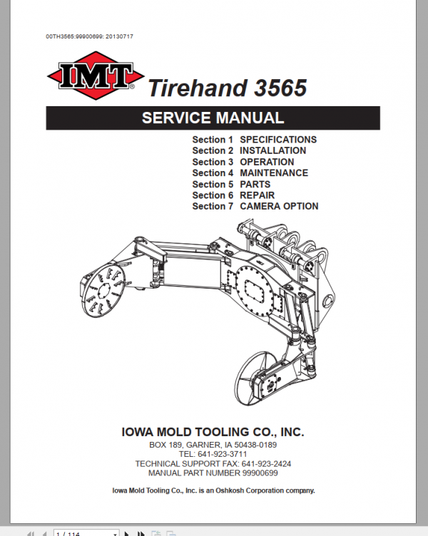 IMT Tirehand 3565 Service Manual