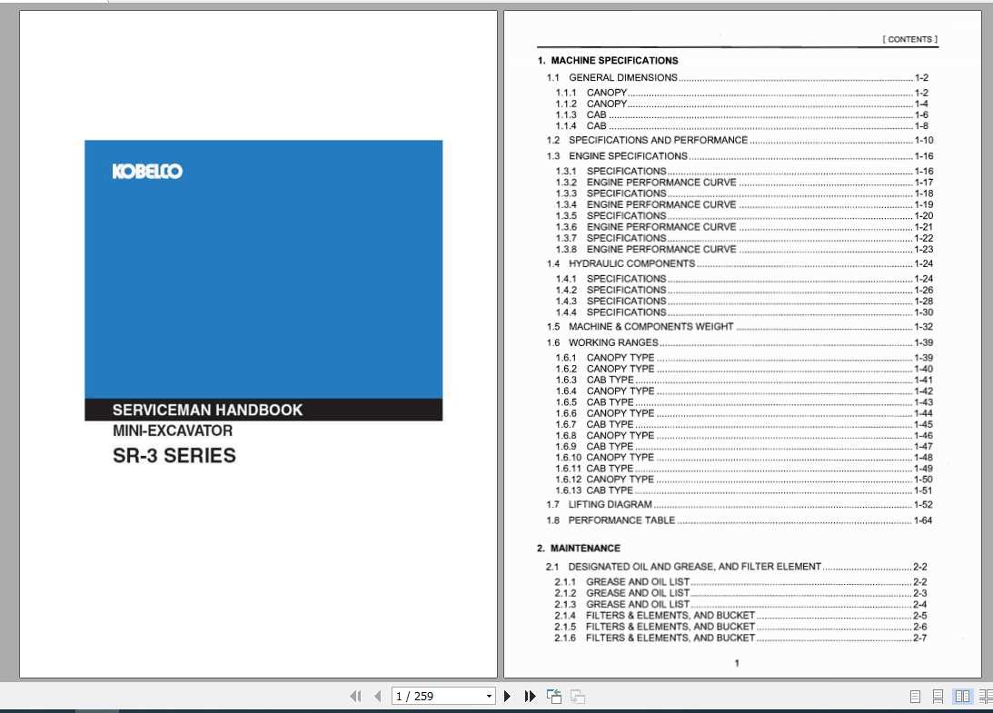 Kobelco Mini Excavator SR 3 Series Serviceman Handbook 1