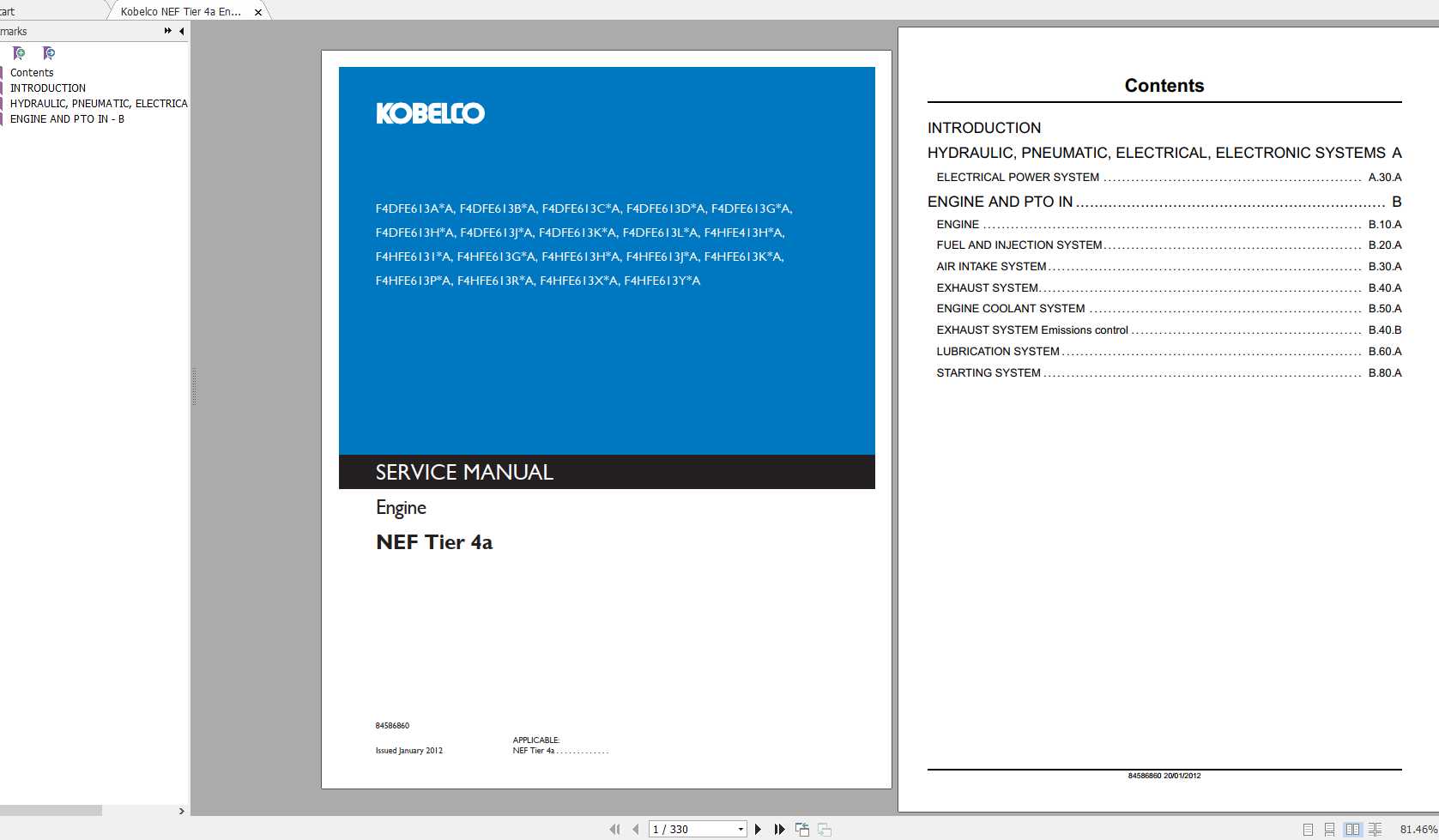 Kobelco NEF Tier 4a EngineF4DFE613 Service Manual84586860 1