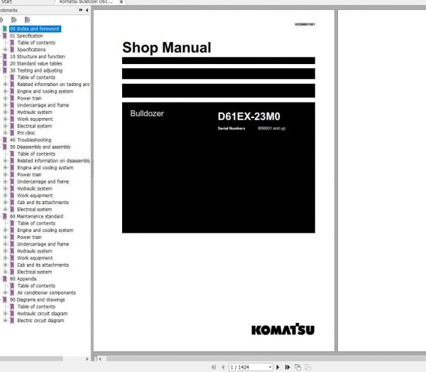 Komatsu Bulldozer D61EX 23M0 KEBM601001 SHOP MANUAL2016 1
