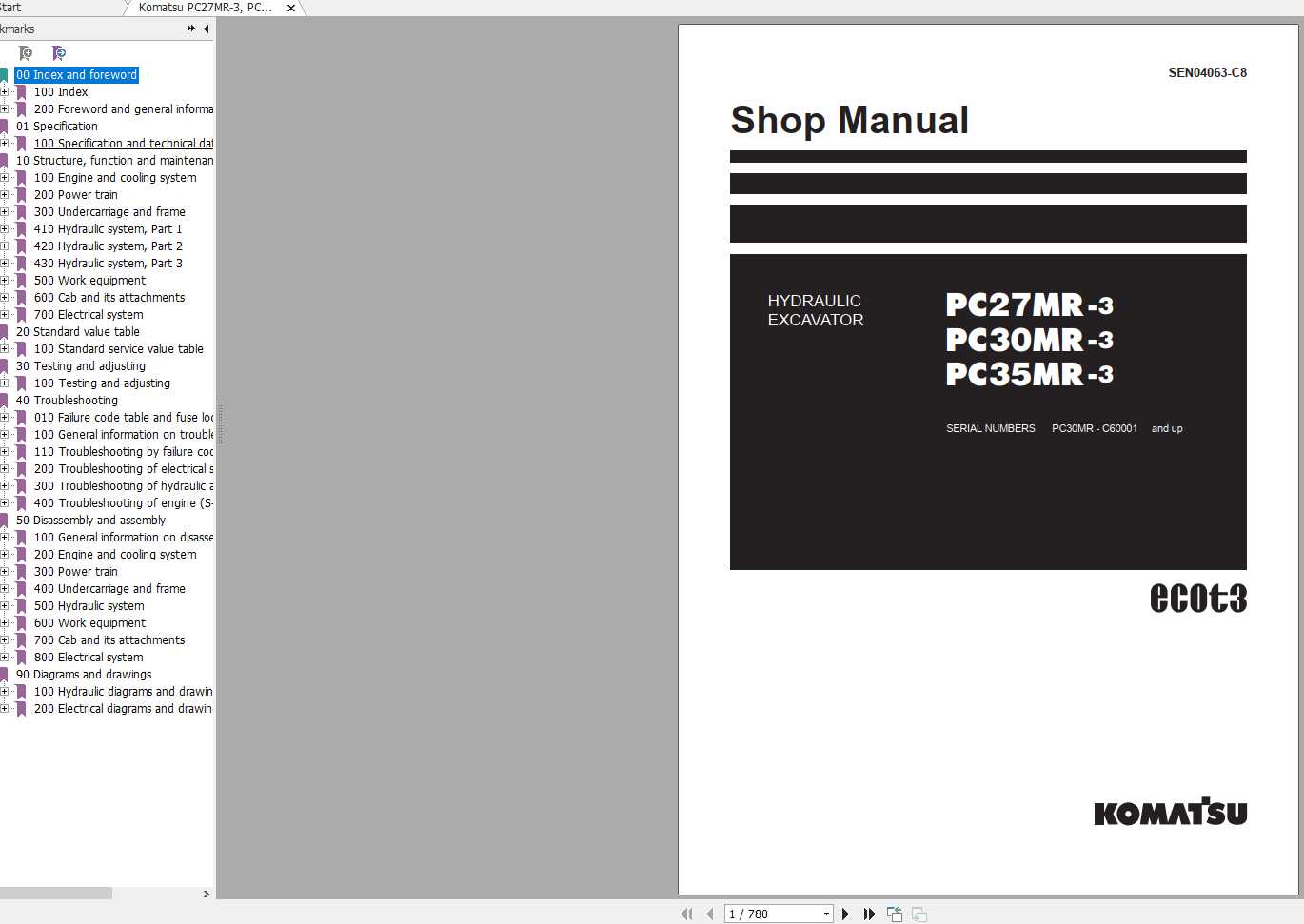 Komatsu PC27MR 3 PC30MR 3 PC35MR 3 THA SEN04063 C8 Shop Manual 1