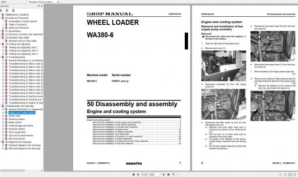 Komatsu Wheel Loader WA380 6 H60051 up Shop ManualSEN01019 04 3