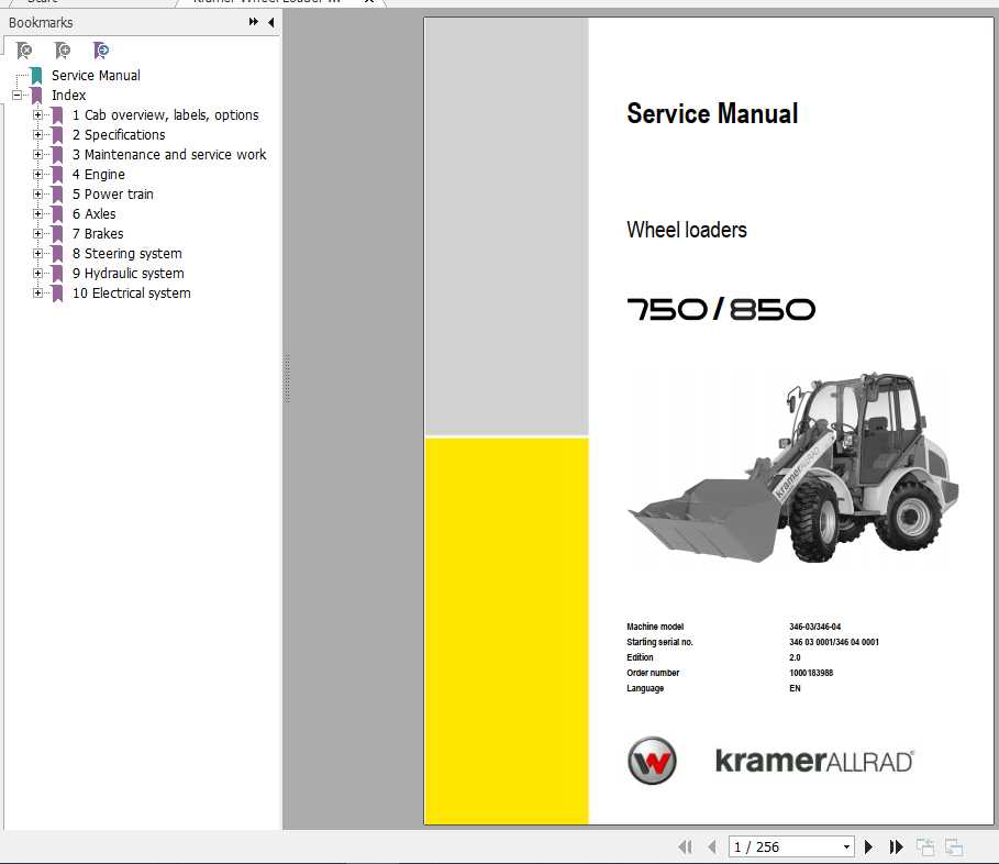 Kramer Wheel Loader 750 850 Service Manual 1
