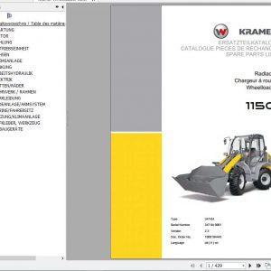 Kramer Wheel loader 1150 Spare Parts List 1