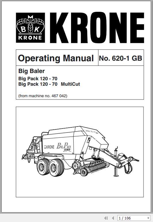 Krone Big Baler Pack 120 70 Multicut Operating Manual 1