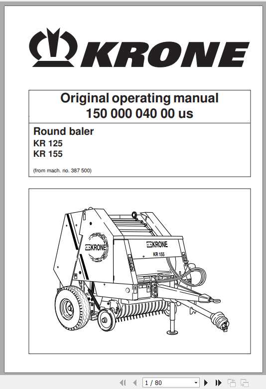 Krone Round Baler KR125 KR155 Operating Manual 1