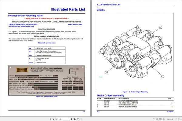 Landoll Bendi Forklift Model B55AC B55ACHL Parts Manual 3