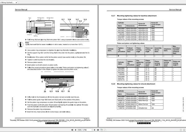 Liebherr Mining Hydraulic Excavator R9150E Type1134 Service Manual09 2020 3