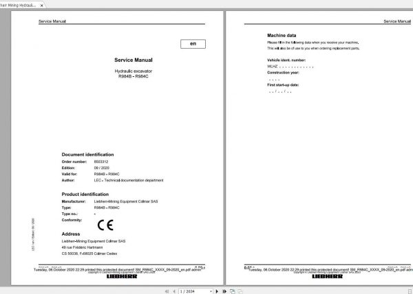 Liebherr Mining Hydraulic Excavator R984B R984C Service Manual09 2020 1