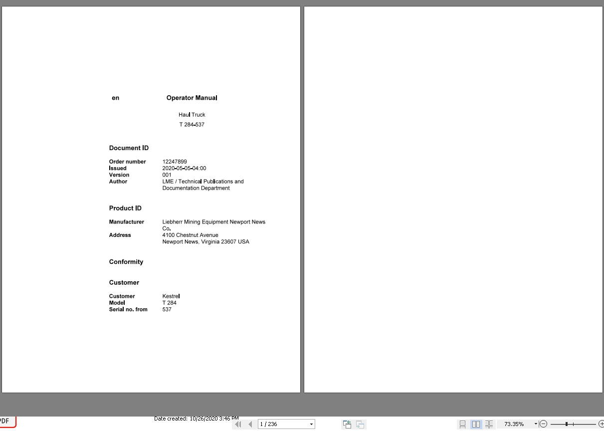 Liebherr Mining Truck Updated 102020 Operating Manual PDF 2